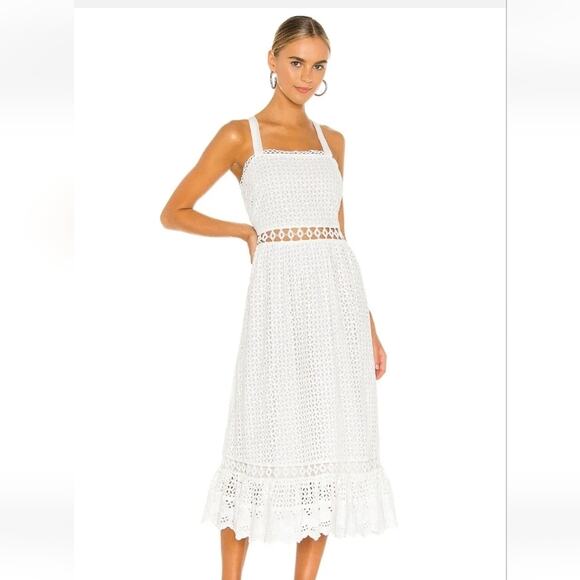 Place Nationale Le Gayan Dress White Eyelet Size 2 US Medium NWT Sleeveless Midi - Picture 1 of 10